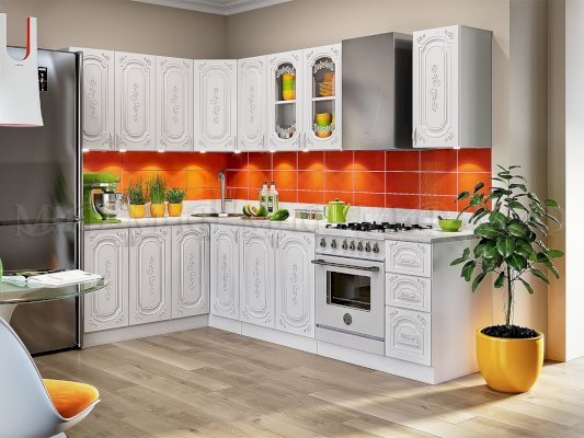 Модульная кухня Лиза-2 (белый глянец) (Миф)